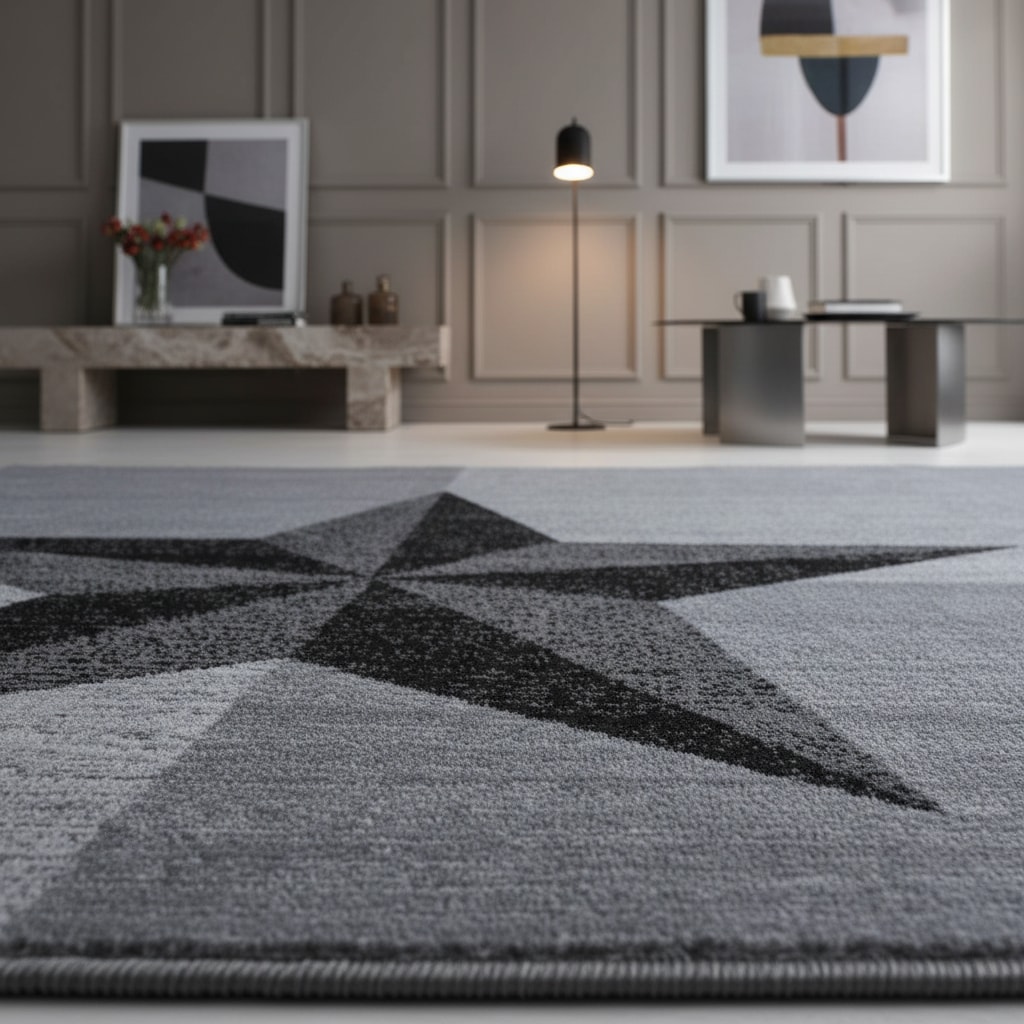 Kurzflorteppich INN, mit Sternen-Motiv, Grau, 160 x 230 cm - Bild 1