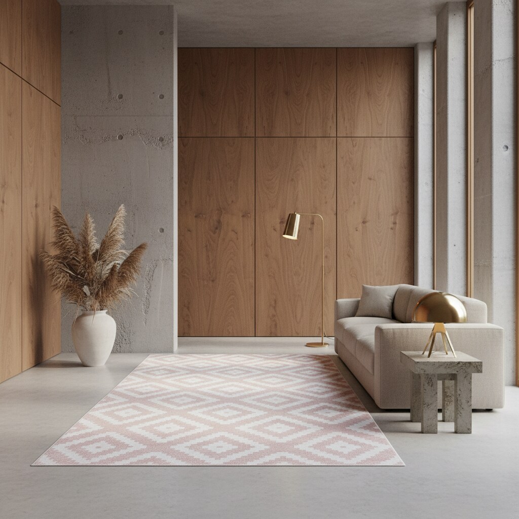 Kurzflorteppich INN, geometrisch, Rosa, 240 x 340 cm