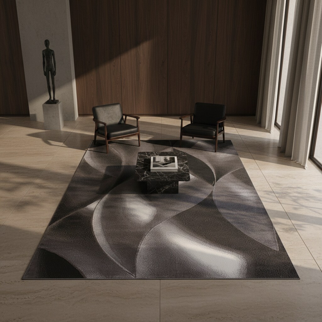 Kurzflorteppich INN, mit abstraktem Wellenmuster, Braun, 120 x 170 cm