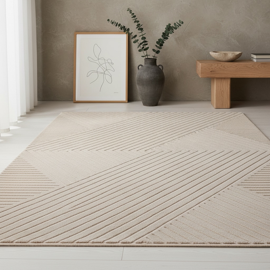 Kurzflorteppich ILLER, mit 3D-Design, aus Jute, Florh&ouml;he 12 mm, Beige, 200 x 290 cm - Bild 1