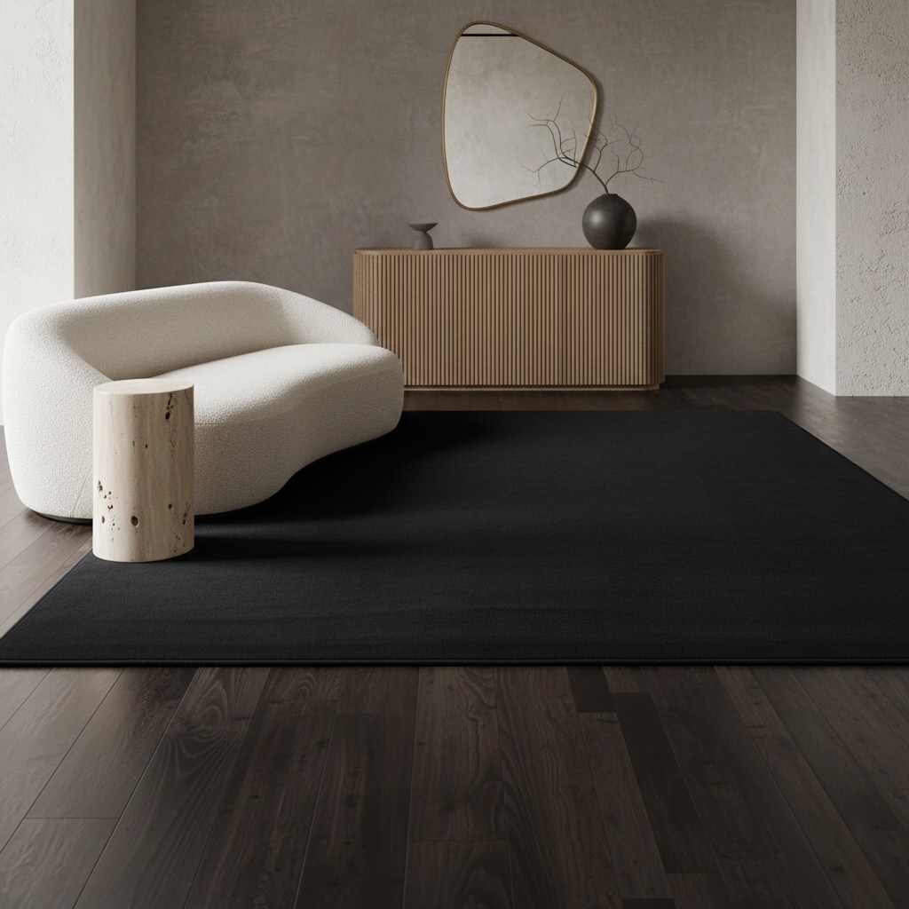 Kurzflorteppich Waschbar LECH, einfarbig, Schwarz, 240 x 340 cm - Bild 1