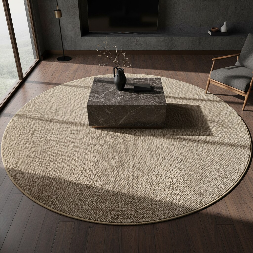 Flachwebteppich CIMA, einfarbig, Beige, Ø 160 cm