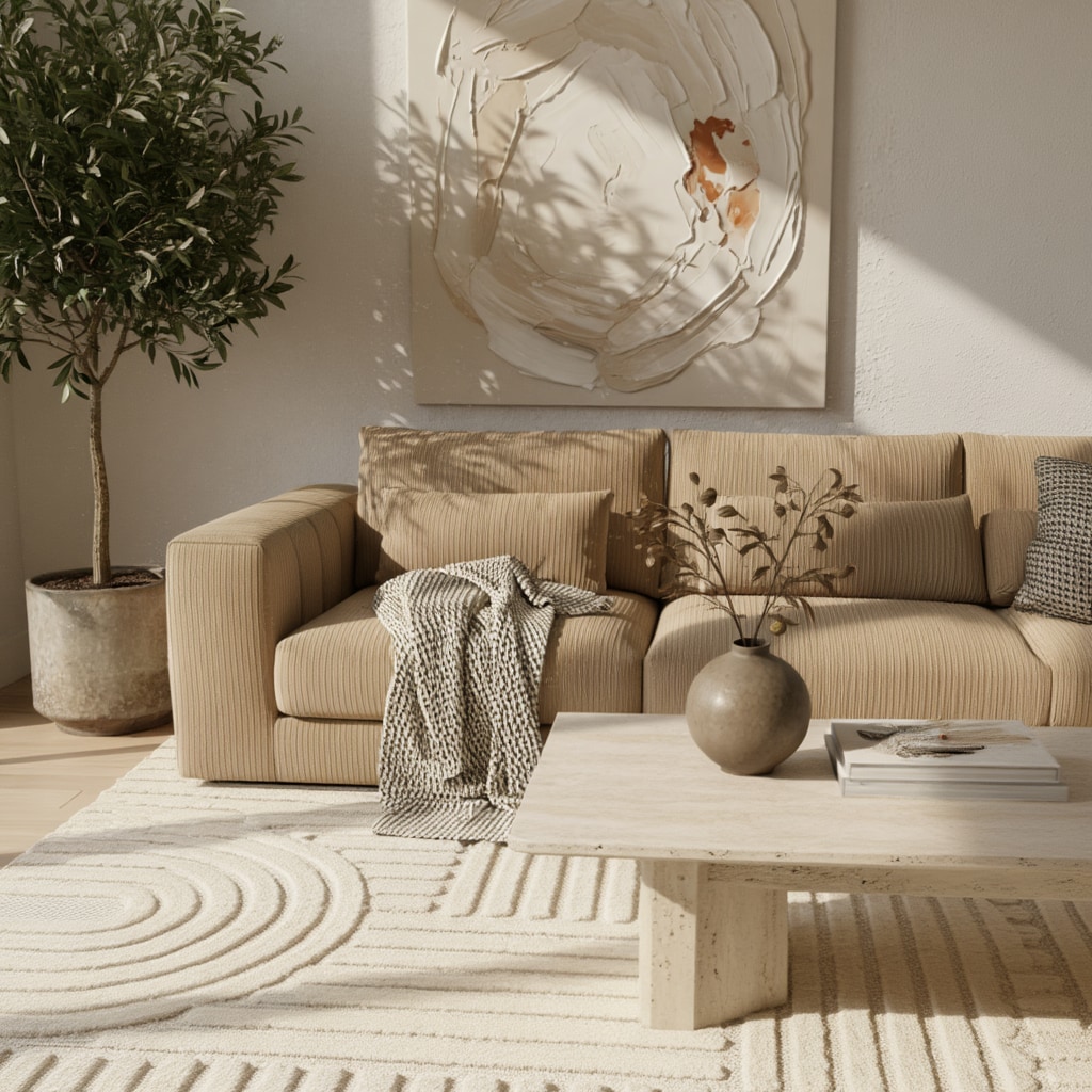 Hochflorteppich RIGI, im Skandi-Boho-Stil, Creme, 120 x 170 cm