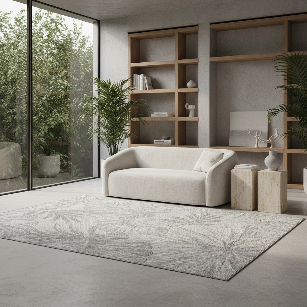Outdoorteppich VENTOUX, mit Tropen-Motiv, Grau, 80 x 250 cm