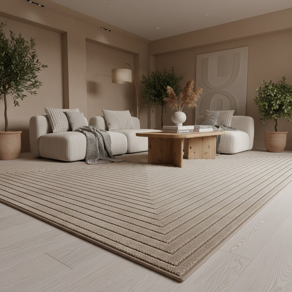 Outdoorteppich ENGADIN, im Skandi-Stil mit 3D-Design, aus Polypropylen, Beige, 280 x 370 cm