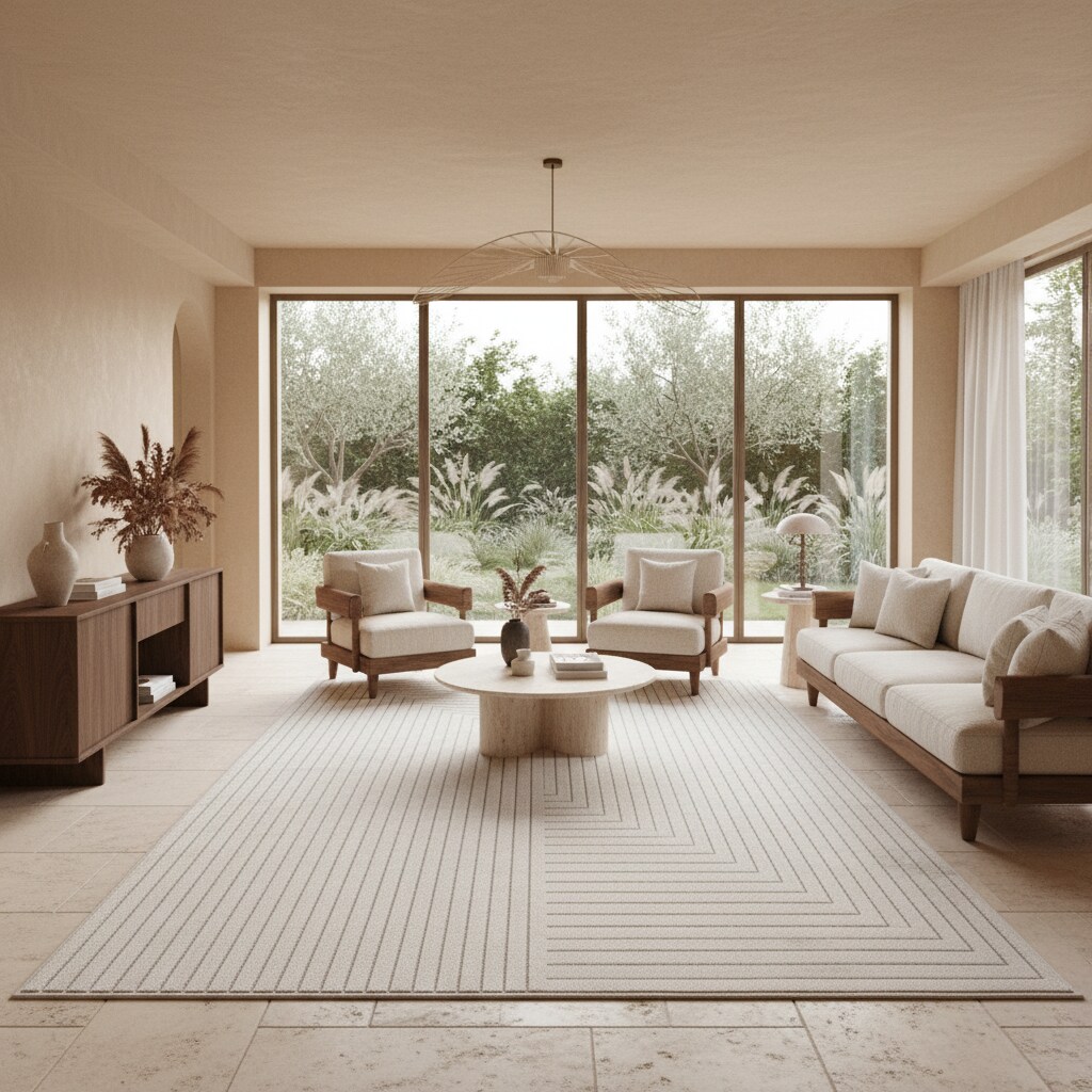 Outdoorteppich ENGADIN, im Skandi-Stil mit 3D-Design, aus Polypropylen, Creme, 80 x 250 cm