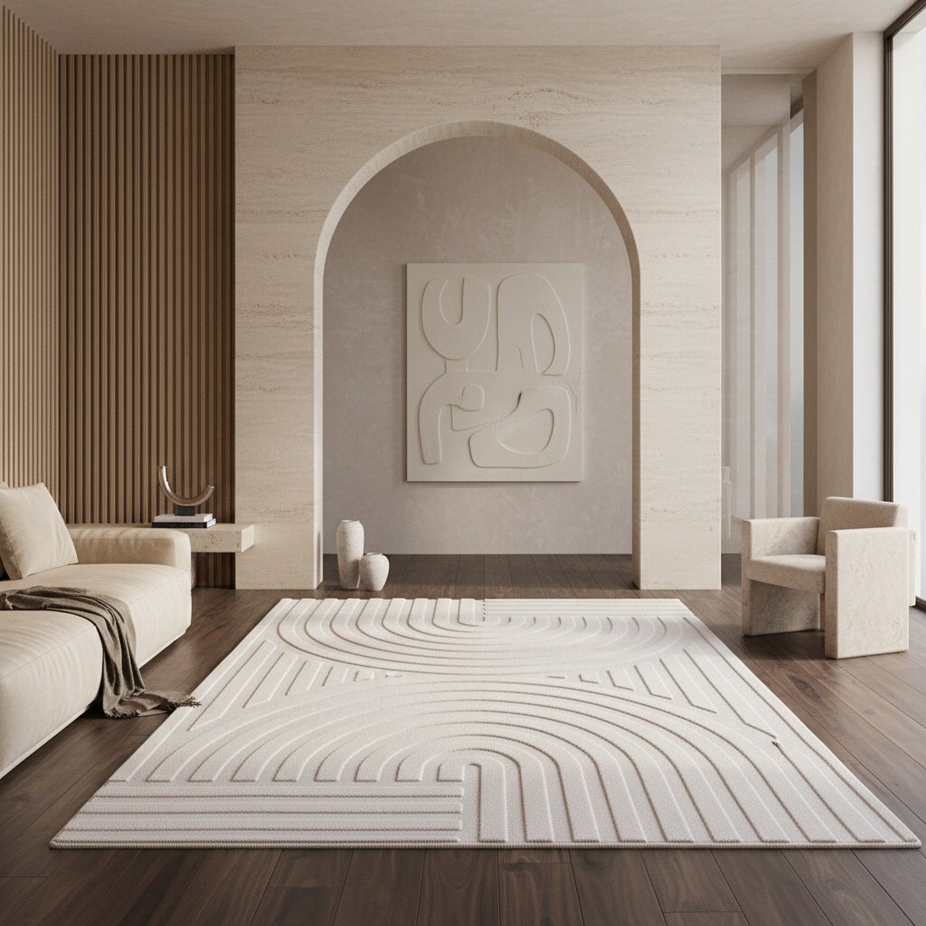 Kurzflorteppich Waschbar LAVAREDO, im Boho-Stil, Creme, 200 x 290 cm