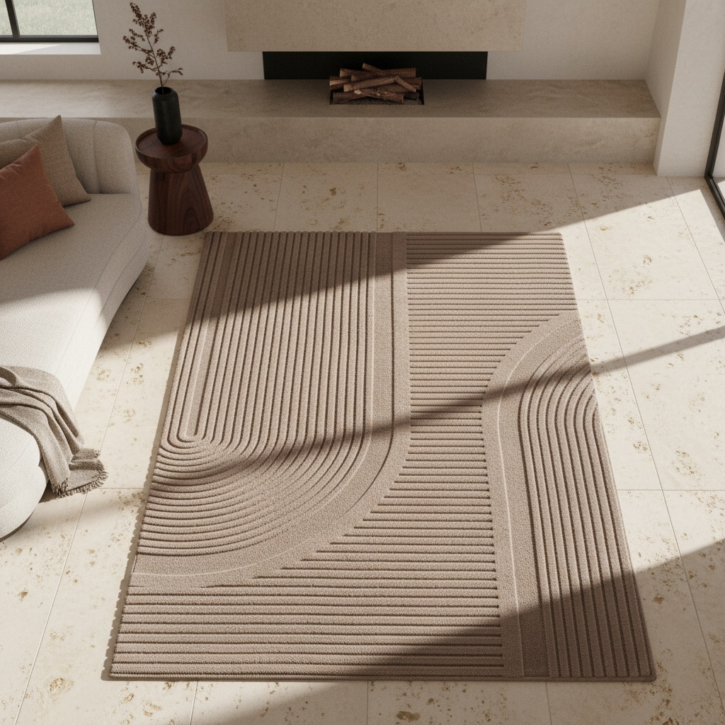 Kurzflorteppich Waschbar LAVAREDO, im Boho-Stil, aus Microfaser, Beige, 80 x 150 cm - Bild 1