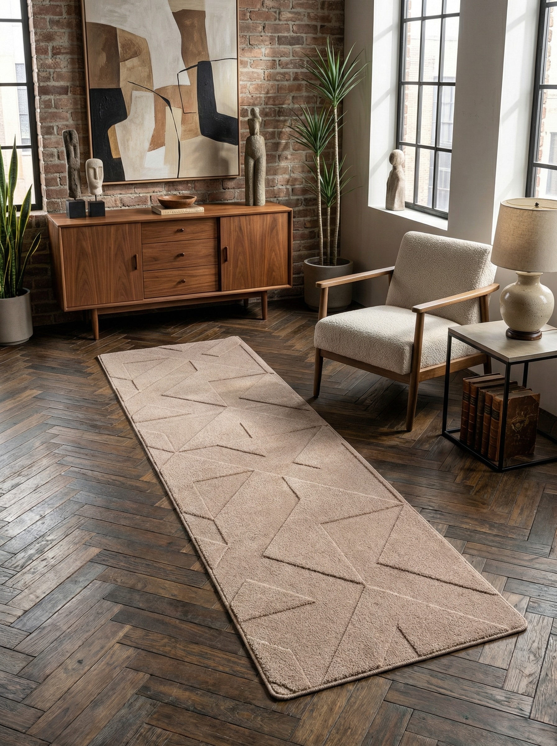 Kurzflorteppich Waschbar LAVAREDO, geometrisch, Beige, 80 x 250 cm ...
