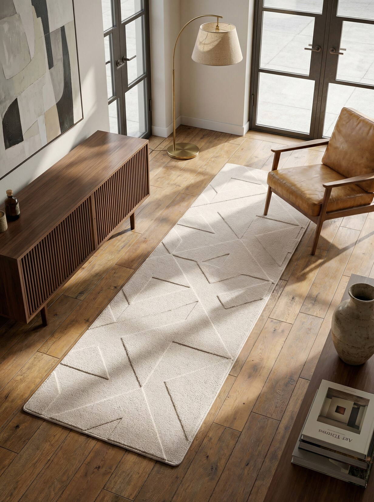 Kurzflorteppich Waschbar LAVAREDO, geometrisch, Creme, 80 x 150 cm