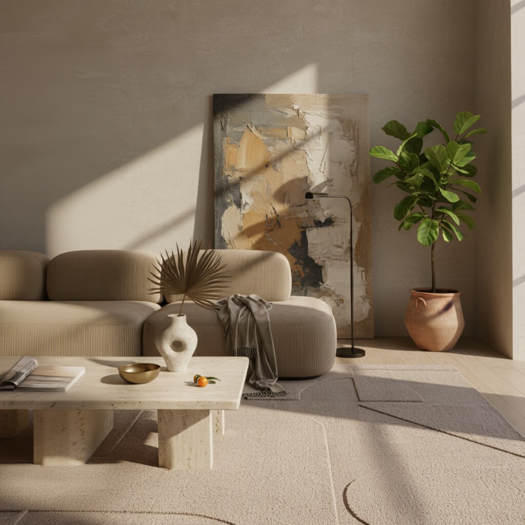 Kurzflorteppich Waschbar LAVAREDO, im Skandi-Stil, Beige, 80 x 250 cm