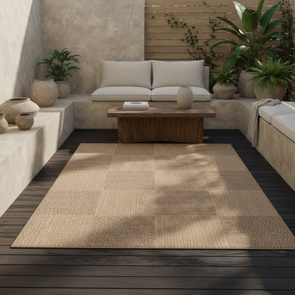 Outdoorteppich ARLBERG, im Patchwork-Stil, Beige, 80 x 250 cm - Bild 1