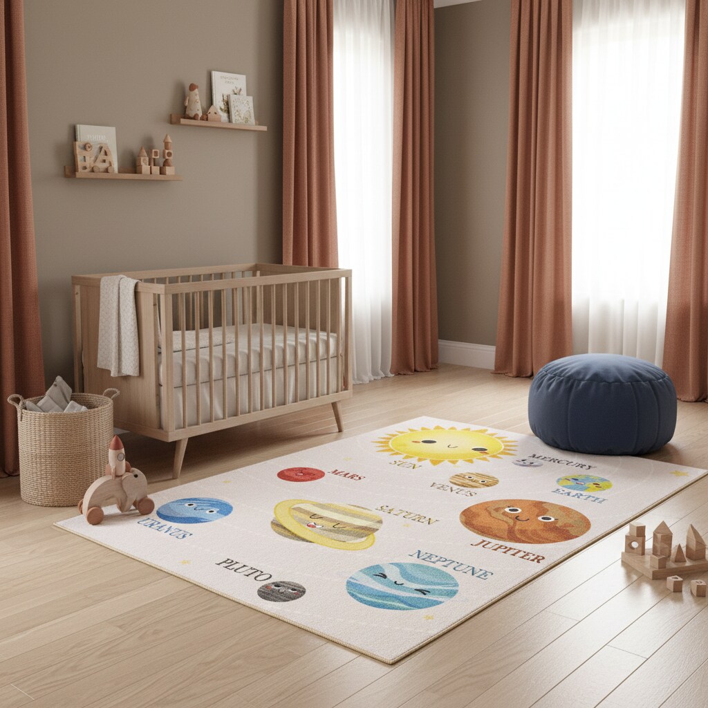 Kinderteppich TRAUN, mit Planeten-Motiv, Beige, 140 x 200 cm - Bild 1