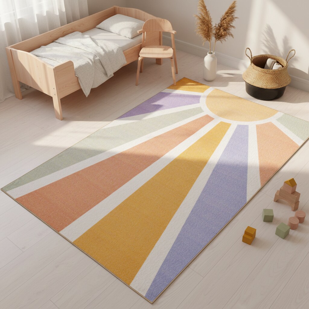 Kinderteppich TRAUN, mit Sonnenstrahlen-Motiv, Bunt, 160 x 230 cm - Bild 1