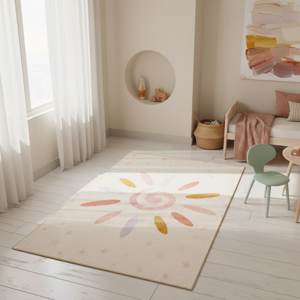 Kinderteppich TRAUN, floral, Creme, 140 x 200 cm