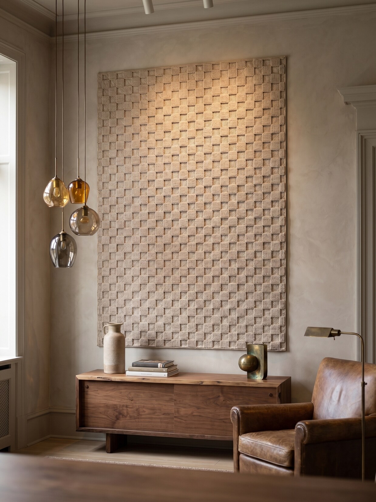 Flachgewebe-Teppich Schachbrett Beige 140x200 cm Schachbrett