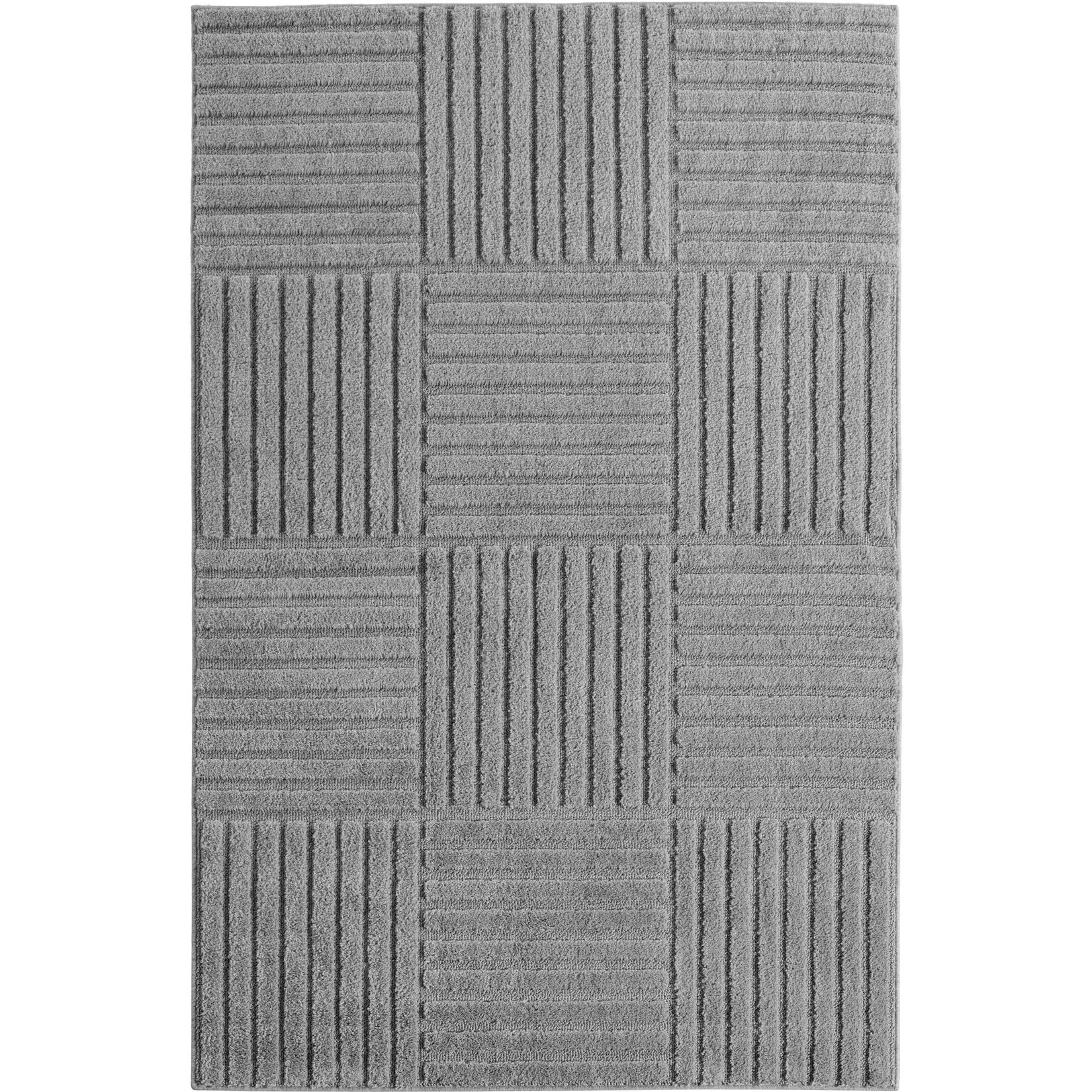 Hochflorteppich Cord-Streifen-Patchwork Silber 60x110 cm Waschbar