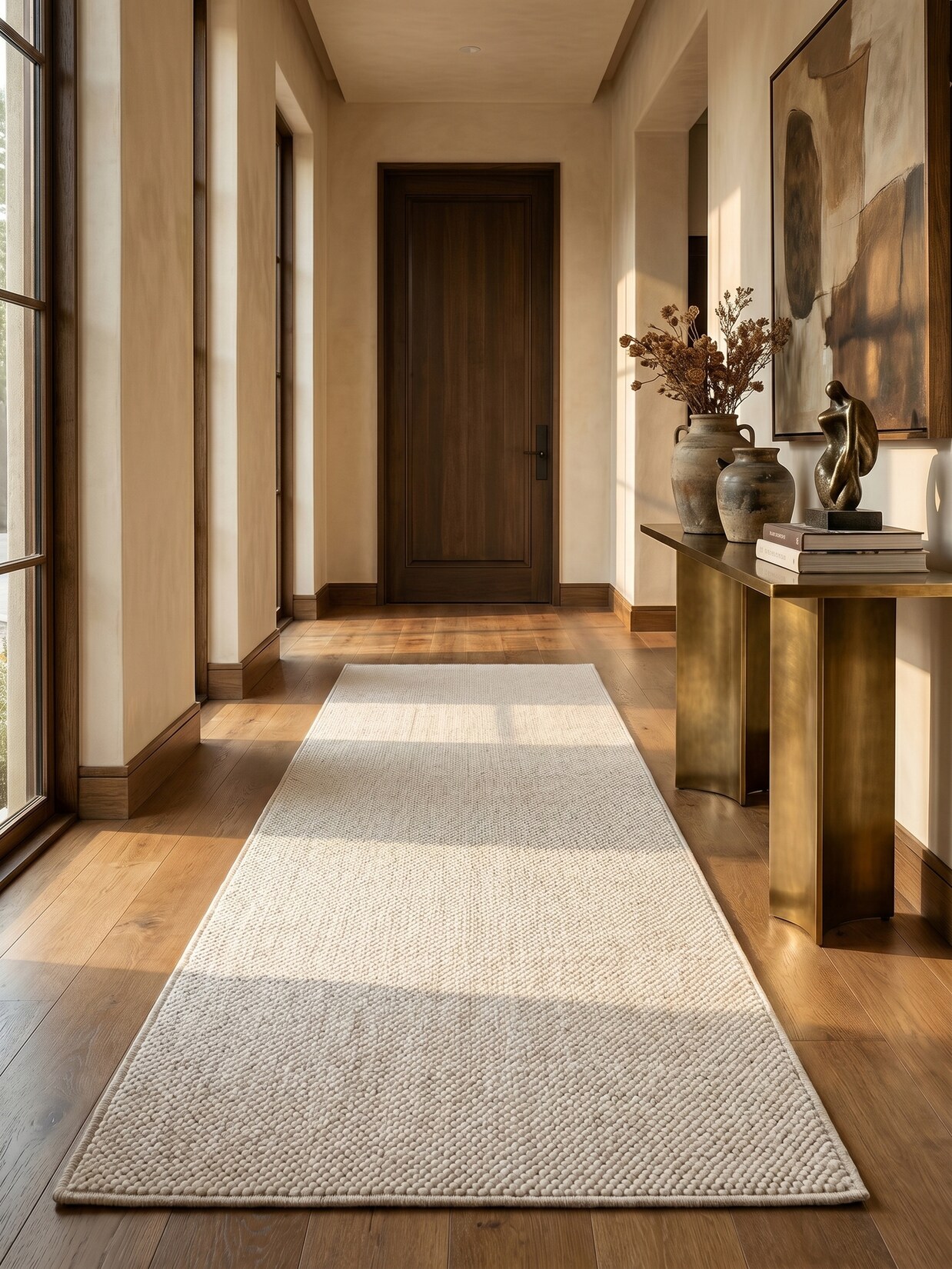 Flachgewebe-Teppich Berber-Tradition Creme 80x250 cm Uni meliert