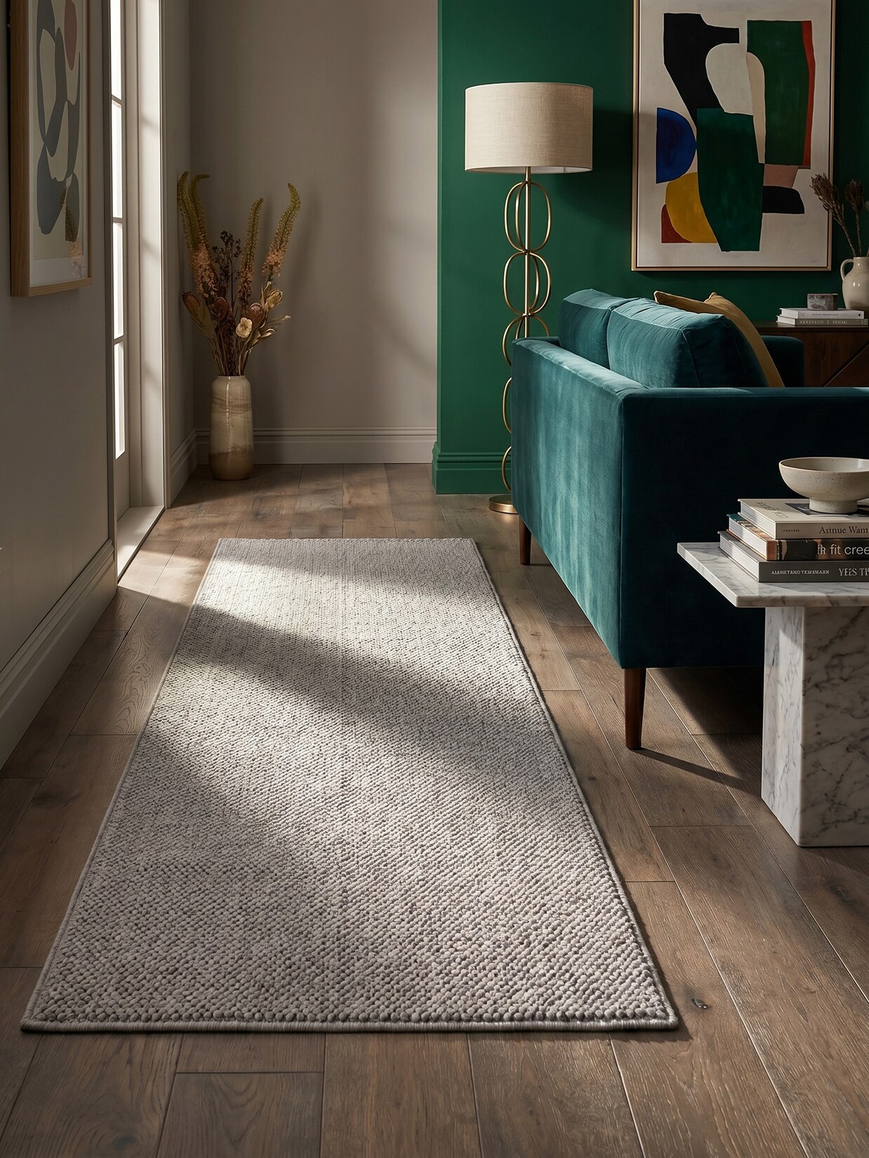 Flachgewebe-Teppich Berber-Tradition Silber 80x250 cm Uni meliert