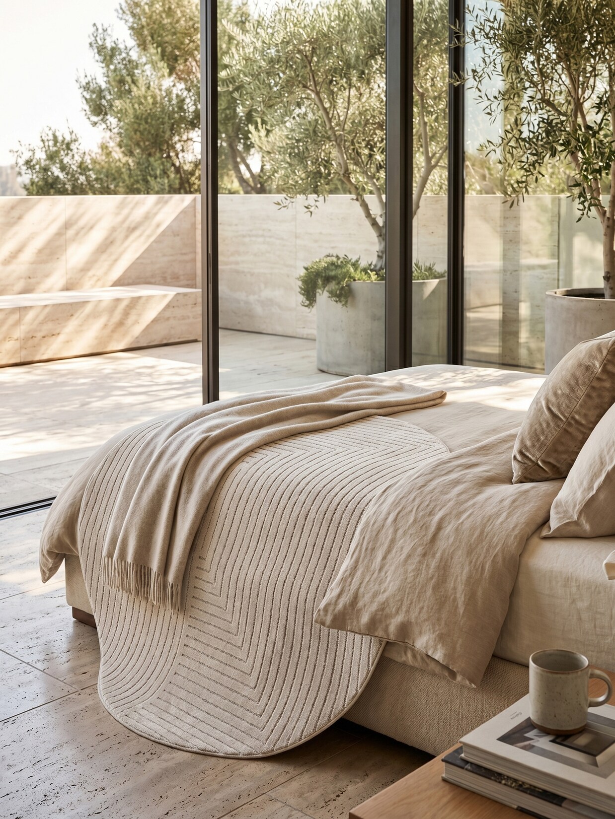 Outdoor-Teppich Labyrinth-Linien Creme 200x200 cm Wetterfest