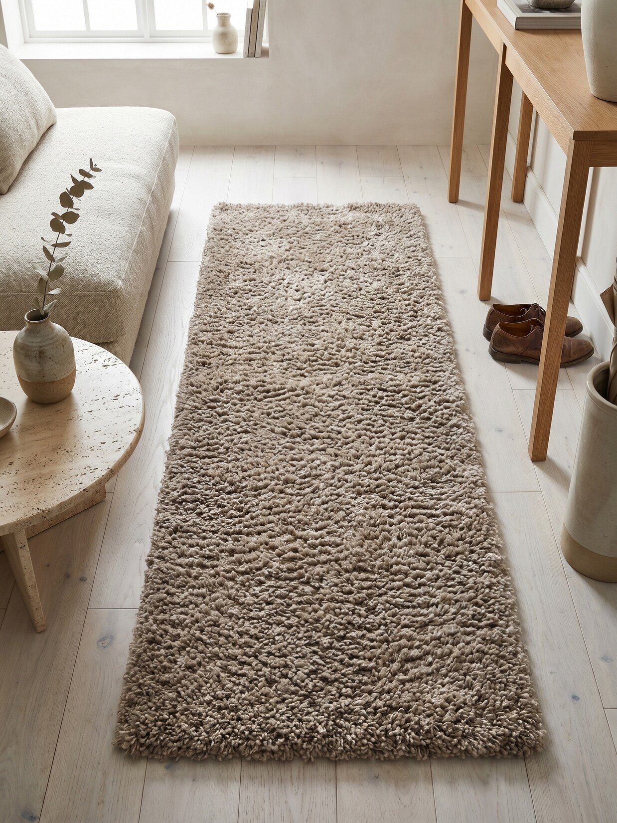 Hochflorteppich RHEIN, einfarbig, aus Polypropylen, Beige, 80 x 150 cm