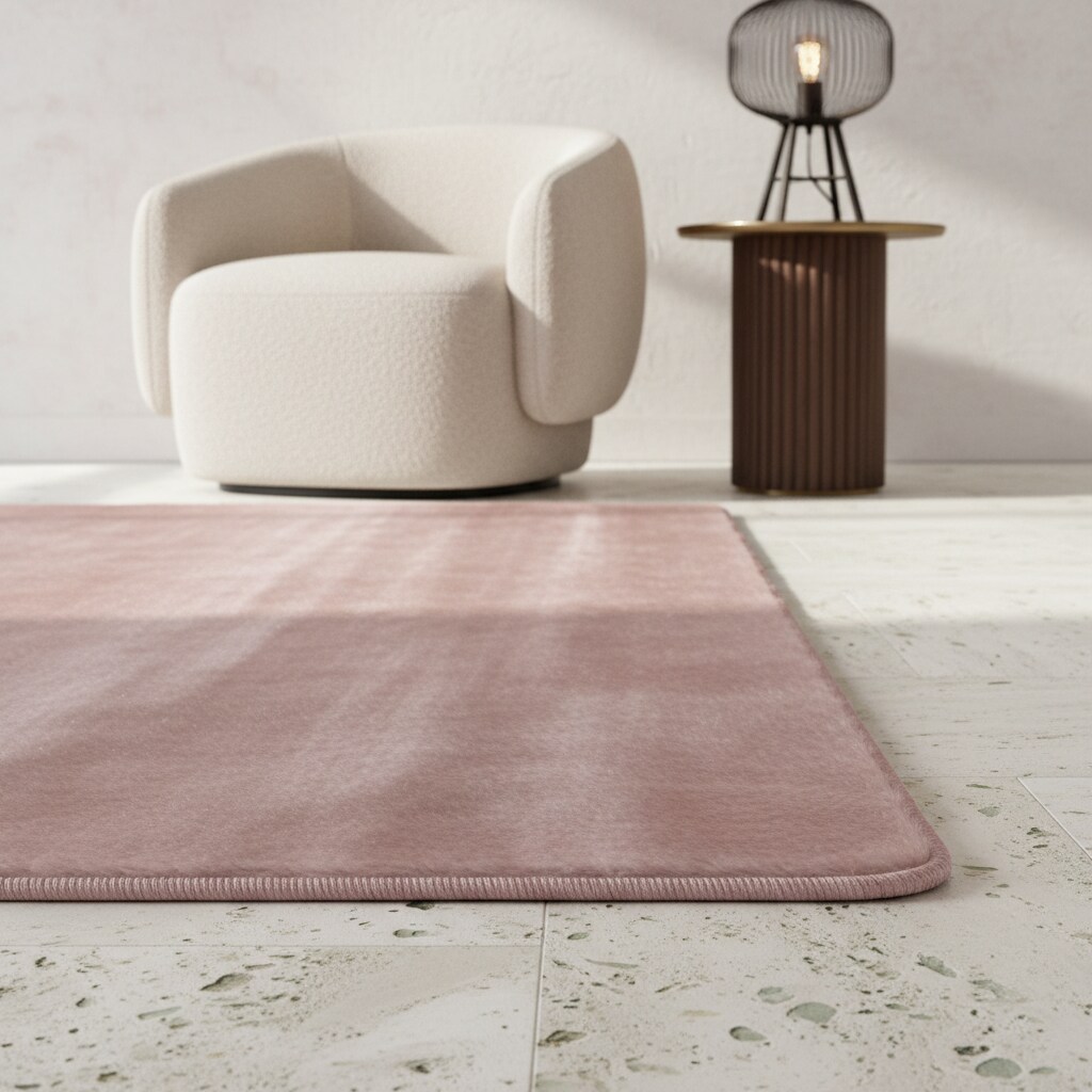 Kurzflorteppich Waschbar ISAR, einfarbig, aus Polyester, Rosa, 240 x 340 cm
