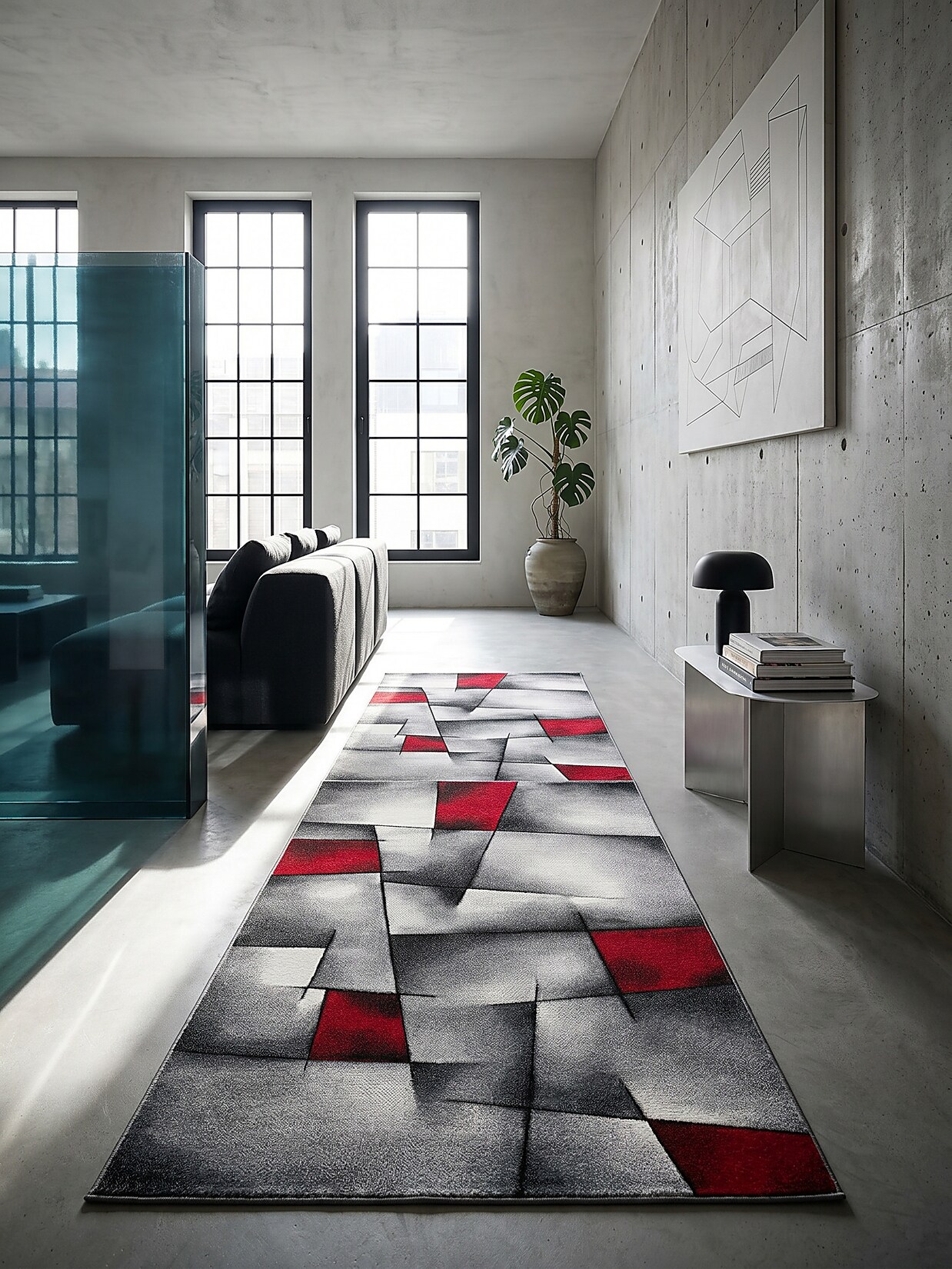 Läufer Kurzflor Rot 80x150 cm - BIENO Kadima Design