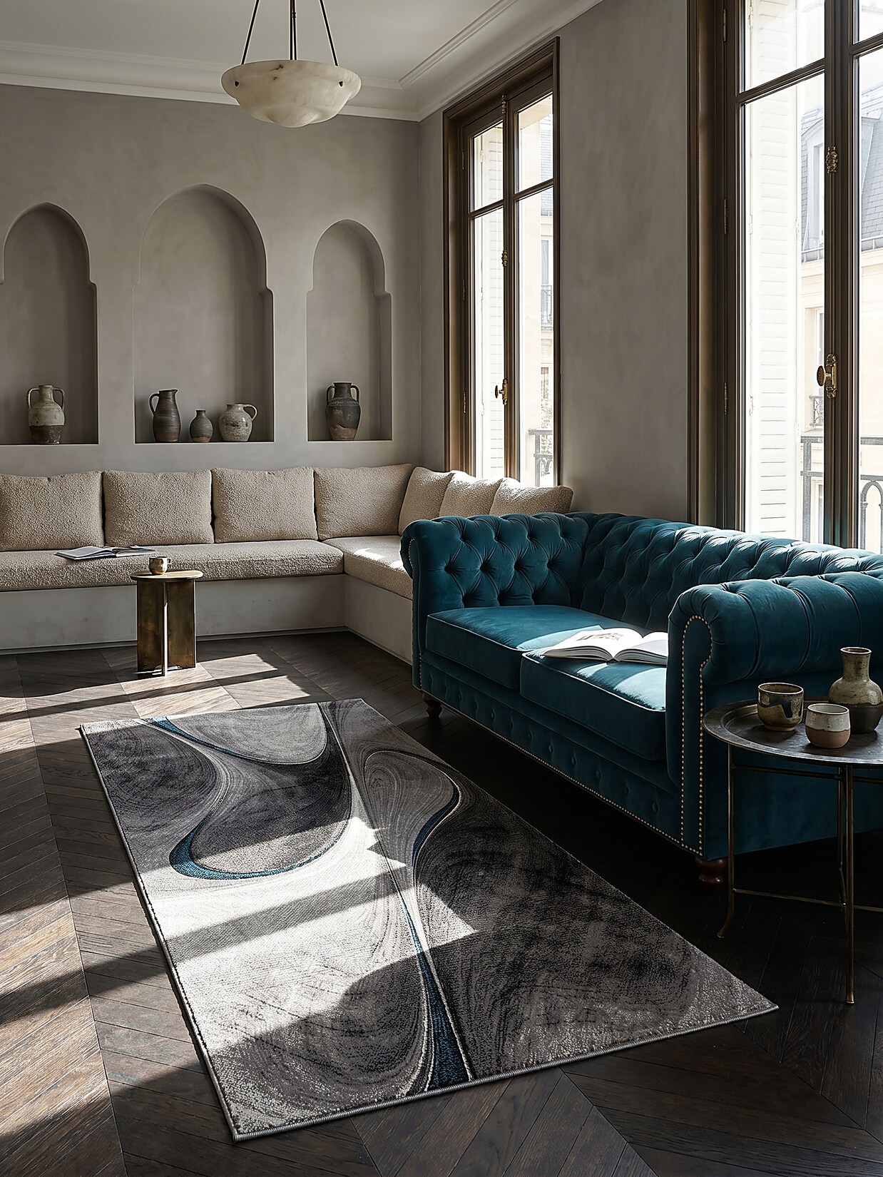 Läufer Kurzflor Grau 80x150 cm - BIENO Kadima Design