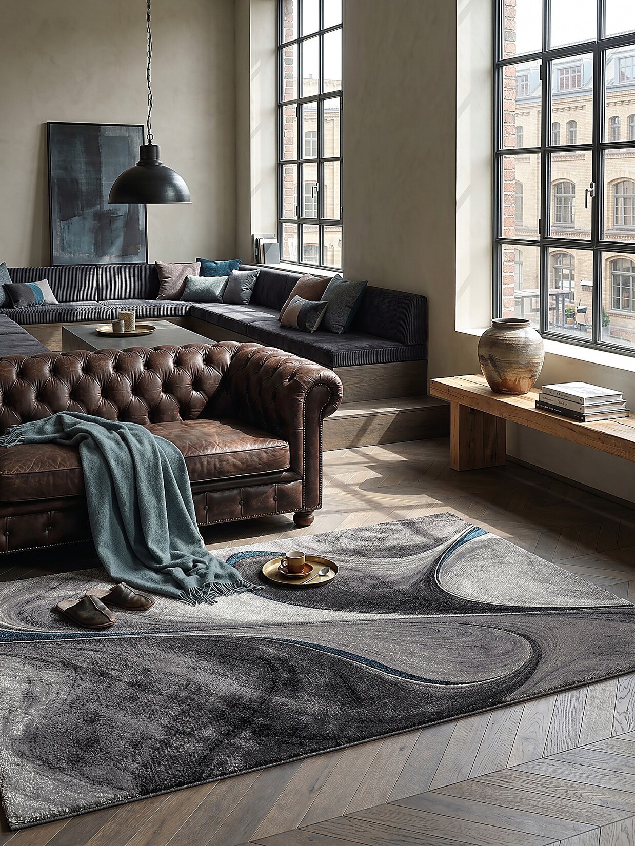 Teppich Kurzflor Grau 200x290 cm - BIENO Kadima Design
