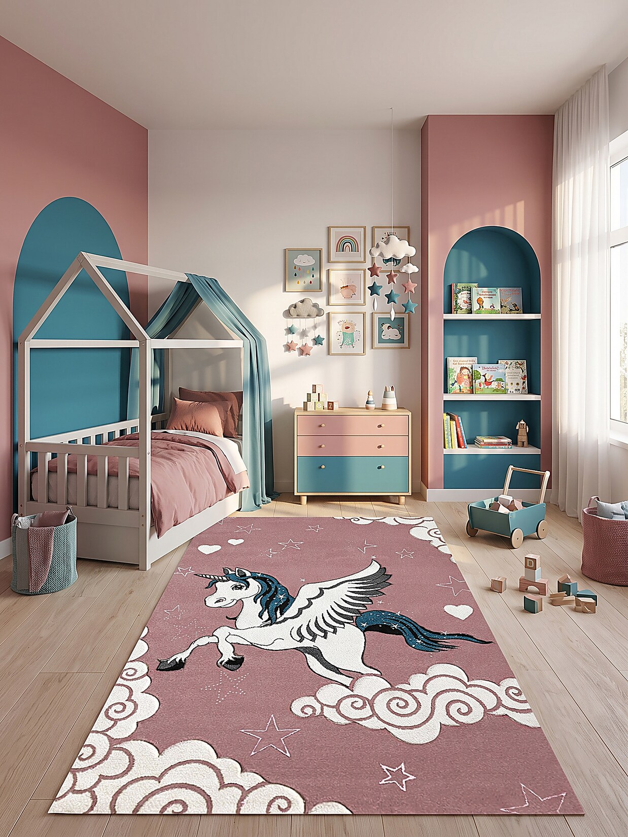 Kinderteppich Kurzflor Pink 80x150 cm - IDRO Kadima Design
