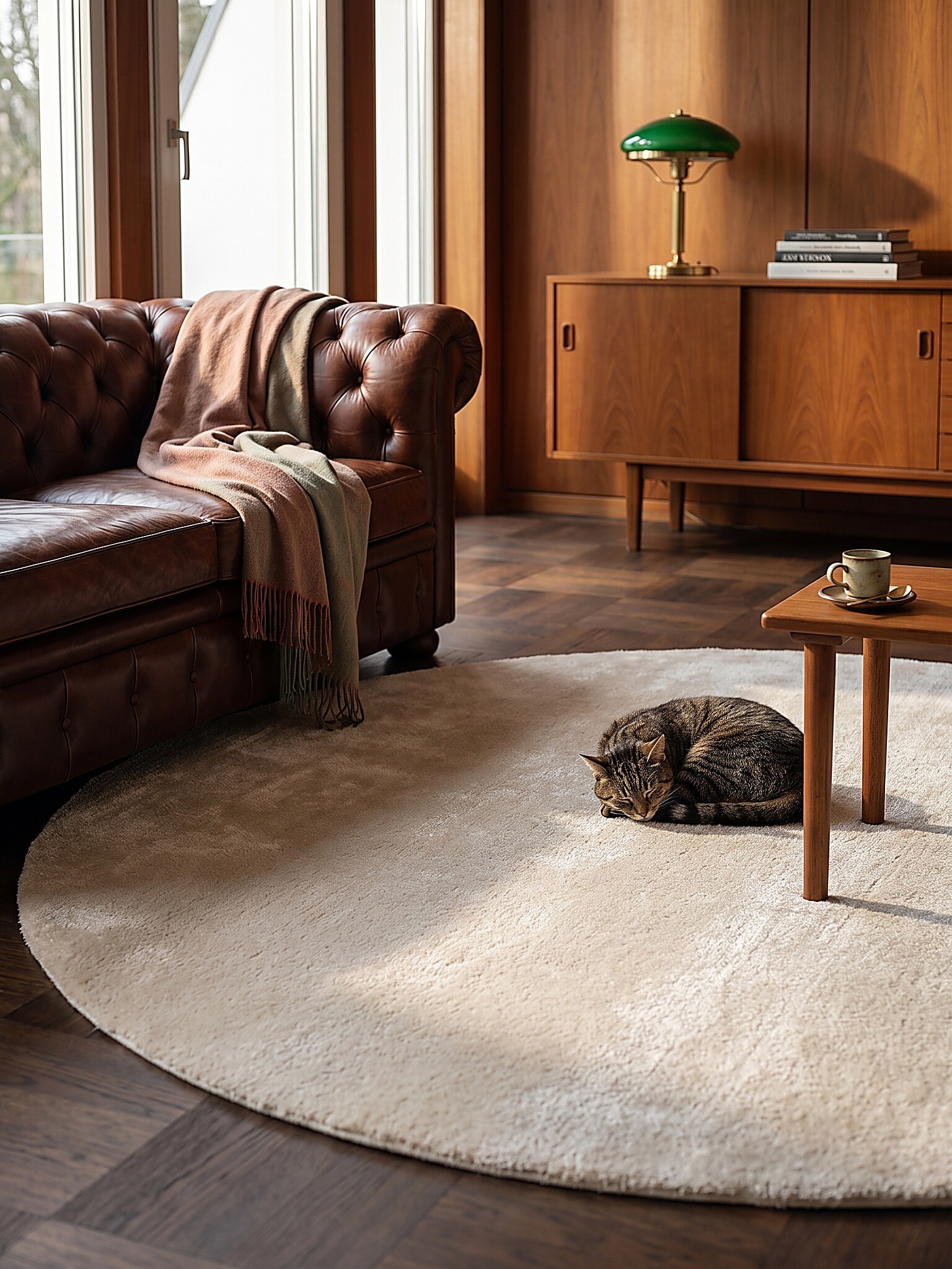 Teppich Hochflor Beige 120x120 cm - ALDAN