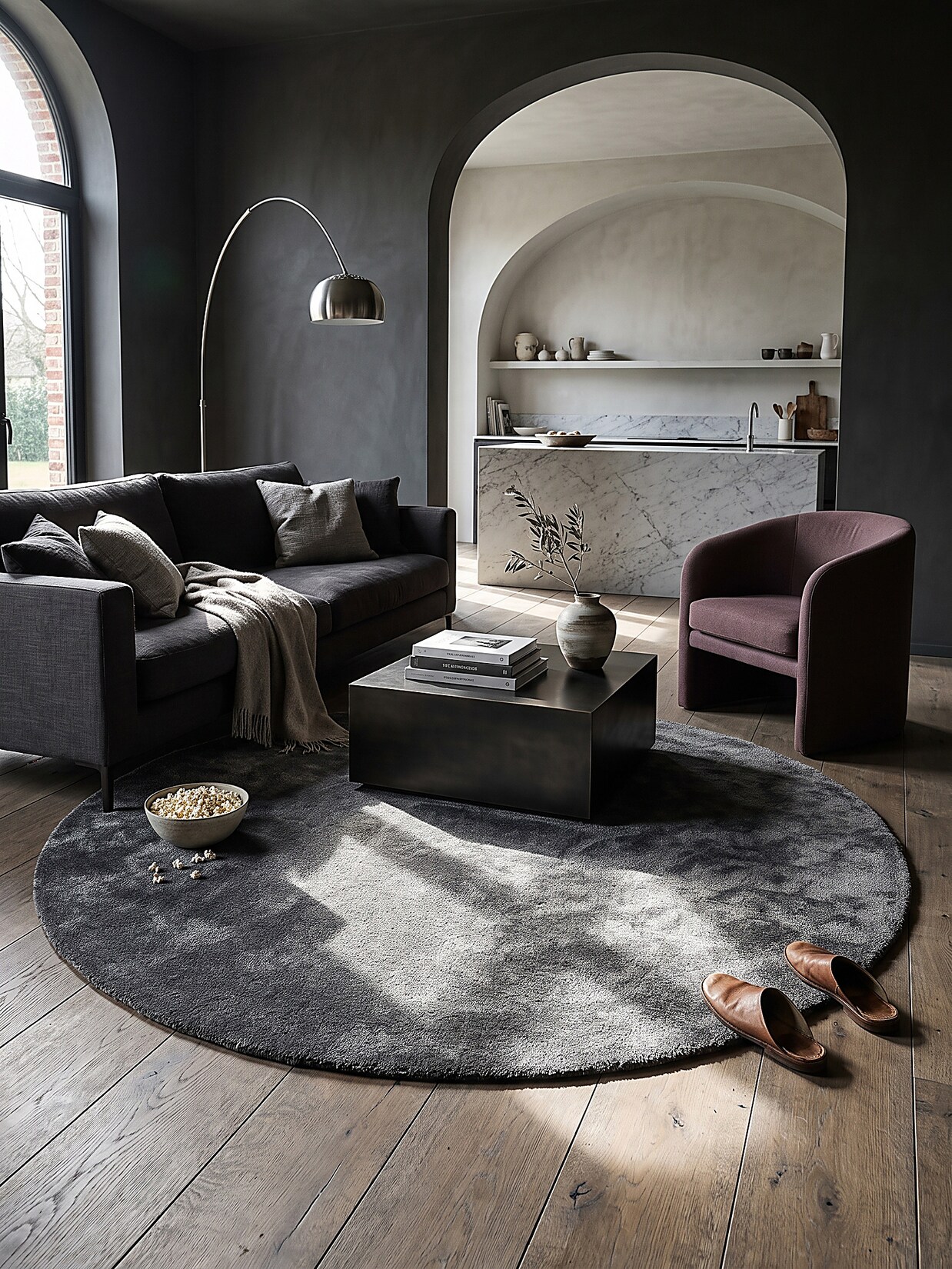 Teppich Hochflor Anthrazit 120x120 cm - ALDAN Kadima Design