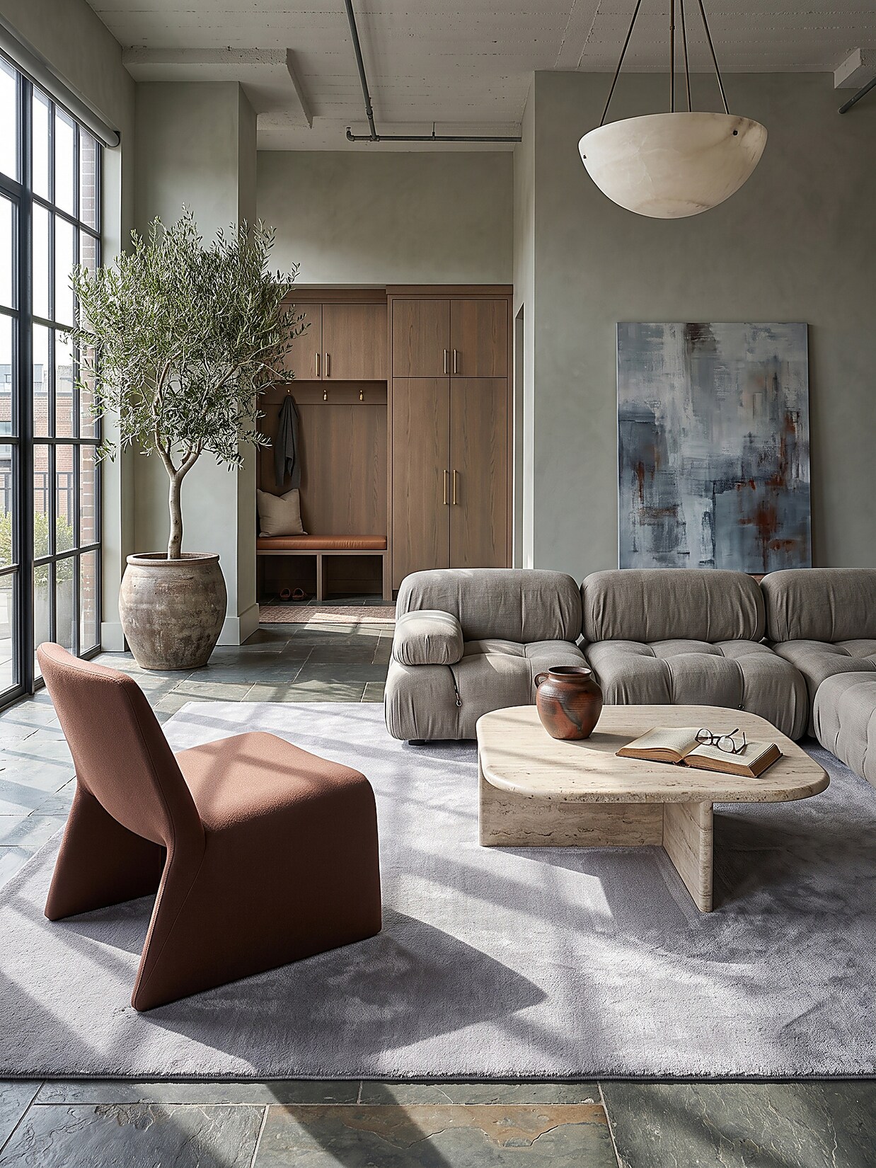 Teppich Hochflor Grau 160x220 cm - ALDAN Kadima Design