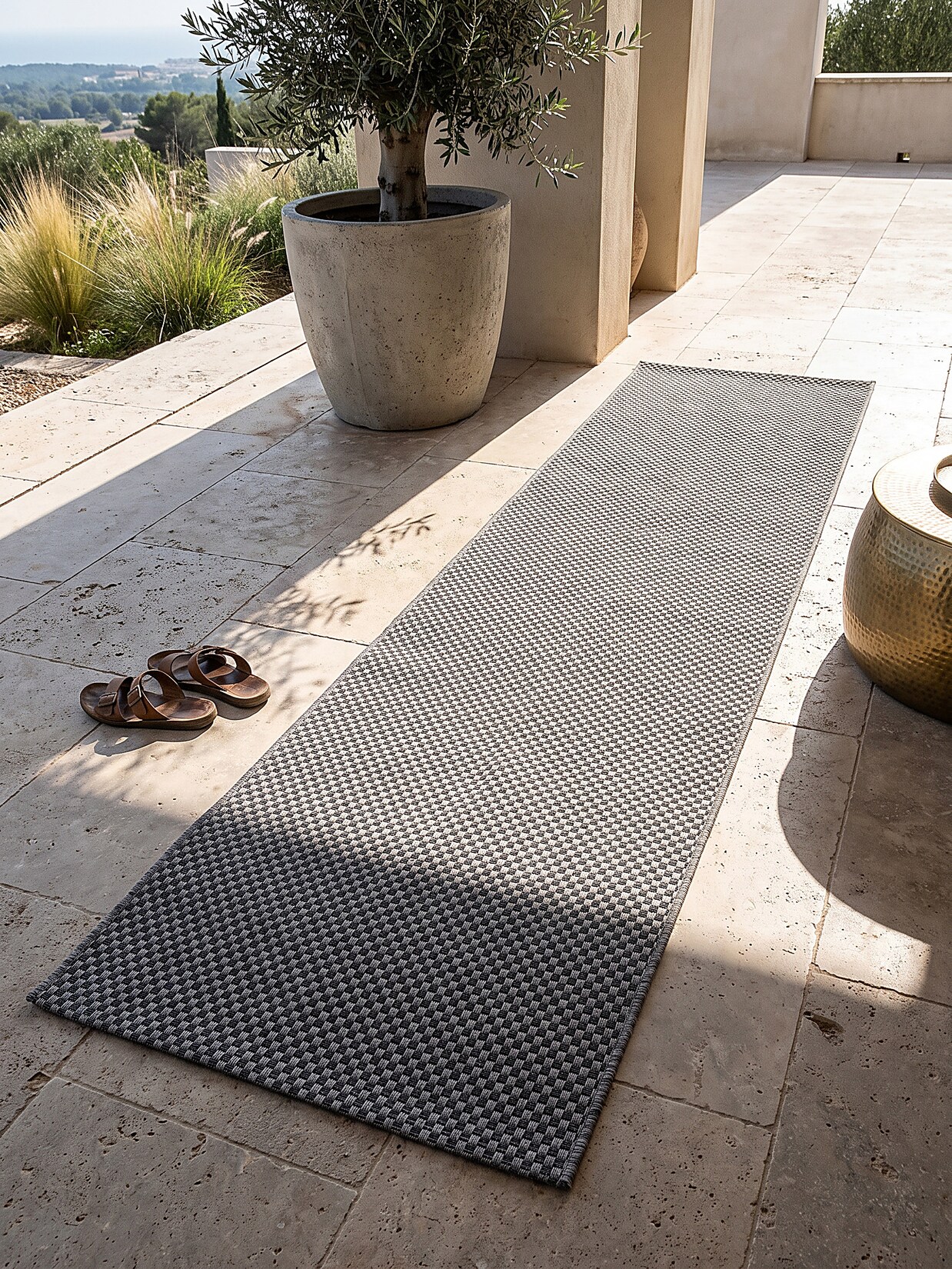 Läufer Flachgewebe Grau 80x200 cm - BORNO Kadima Design
