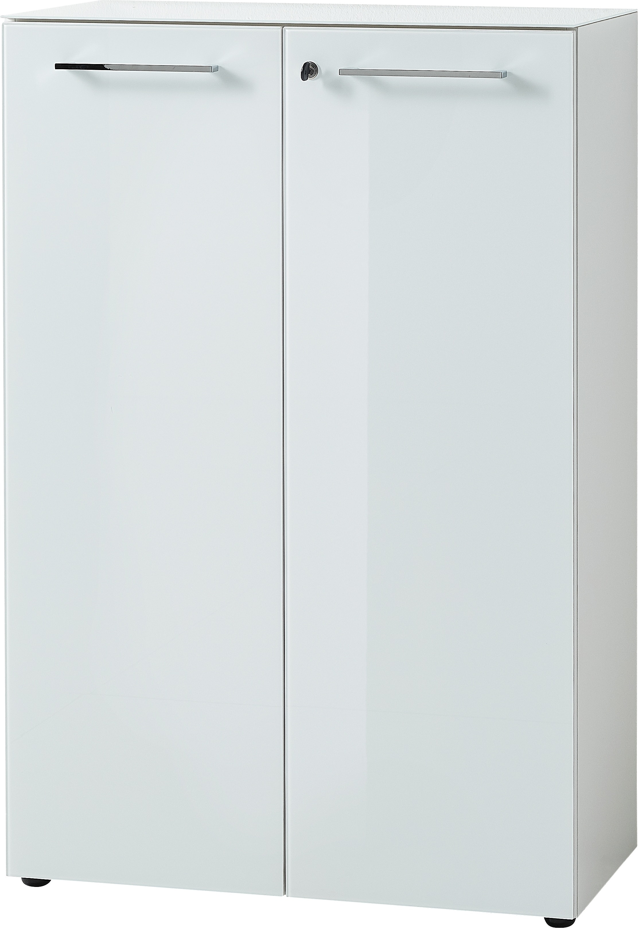 Aktenschrank Abschlie&szlig;bar | 80x120x37 cm (3 Ordnerh&ouml;hen) | Glasfront ESG Soft-Close | B&uuml;roschrank Wei&szlig; | Made in Germany | Serie MUENCHEN Kadima Design - Bild 1