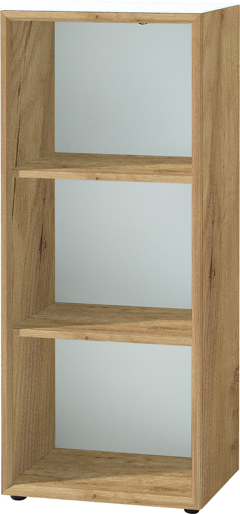 Aktenregal Schmal   Büroregal 50x120x37cm 3 Ordnerhöhen   Chalet-Eiche-Nb./Weiß   Glasauflage (Oben)   22kg Belastbar   Ordnerregal Made in Germany | 04255898504659