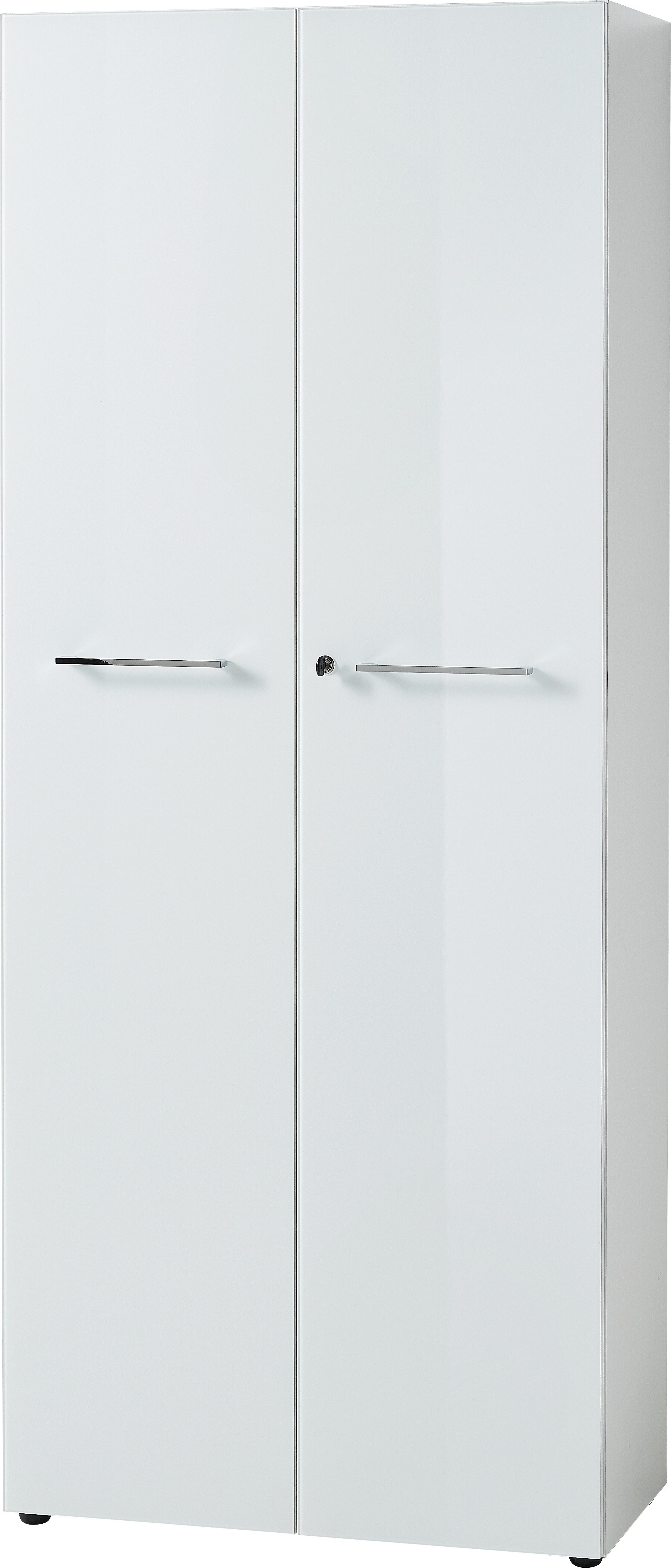 Aktenschrank 5 Ordnerh&ouml;hen | 80x196x37 cm | Abschlie&szlig;bar, Soft-Close, Glasfront | Made in Germany | B&uuml;roschrank Hoch Wei&szlig; "Muenchen" Kadima Design - Bild 1