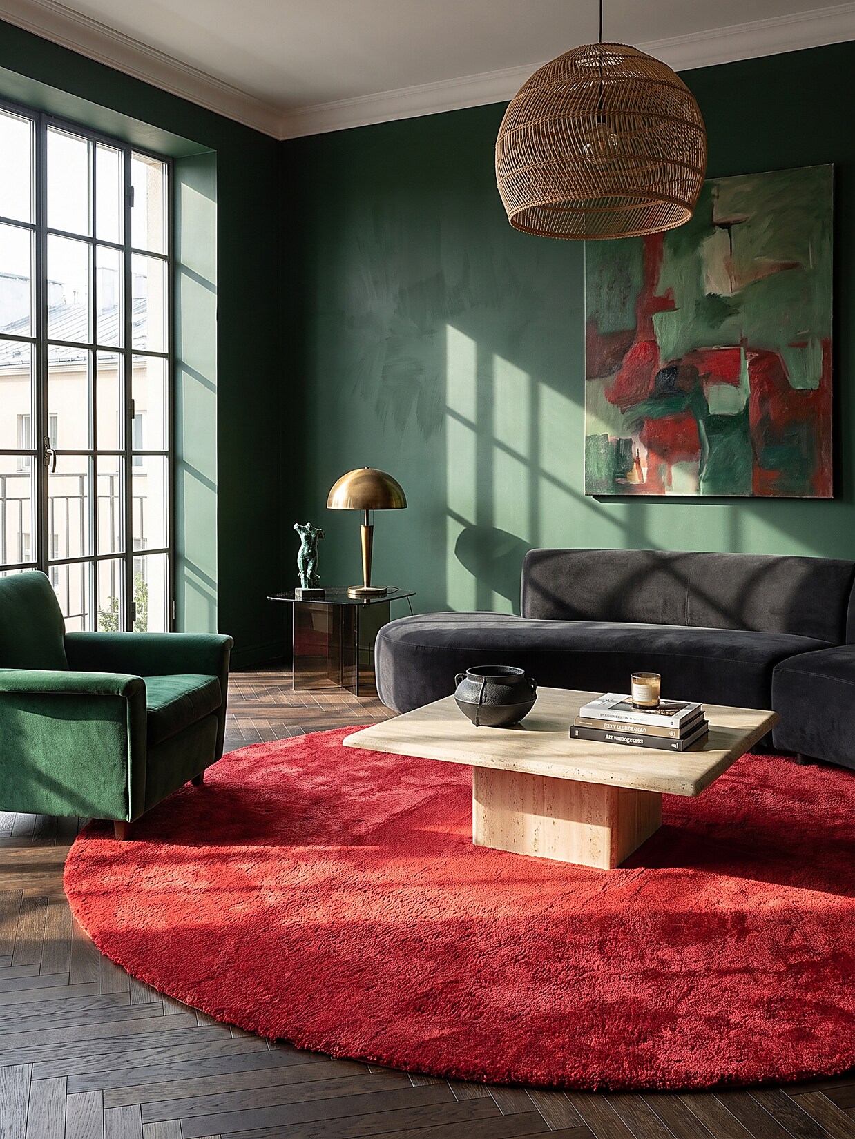 Teppich Hochflor Rot 120x120 cm - ALDAN Kadima Design