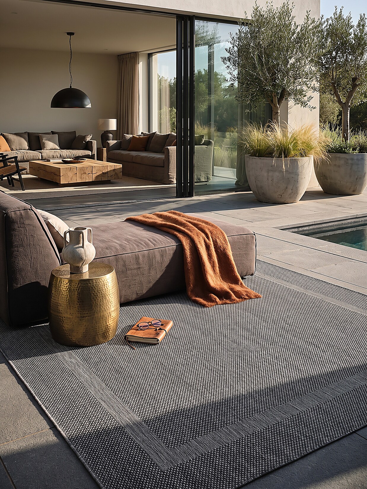 Flachgewebe-Teppich Polypropylen Anthrazit 200x280 cm - BORNO Kadima