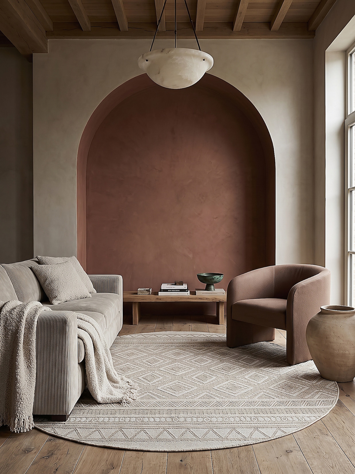 Flachgewebe-Teppich Polypropylen Beige 160x160 cm - ESERA Kadima