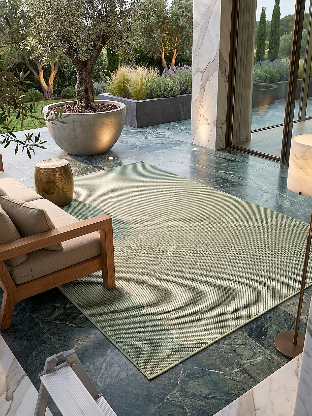 Flachgewebe-Teppich Polypropylen Grün 200x280 cm - BORNO Kadima