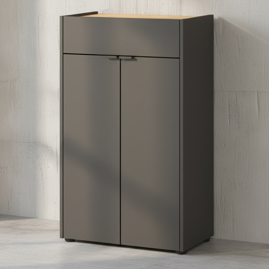 Kommode Kratzfest Eiche Schublade Bad AVIS, Grau-Beige 60x34x98 cm