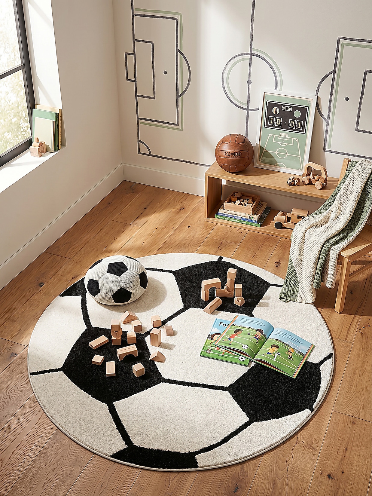 Kinderteppich Kurzflor Schwarz 160x160 cm - CANAZEI Kadima Design