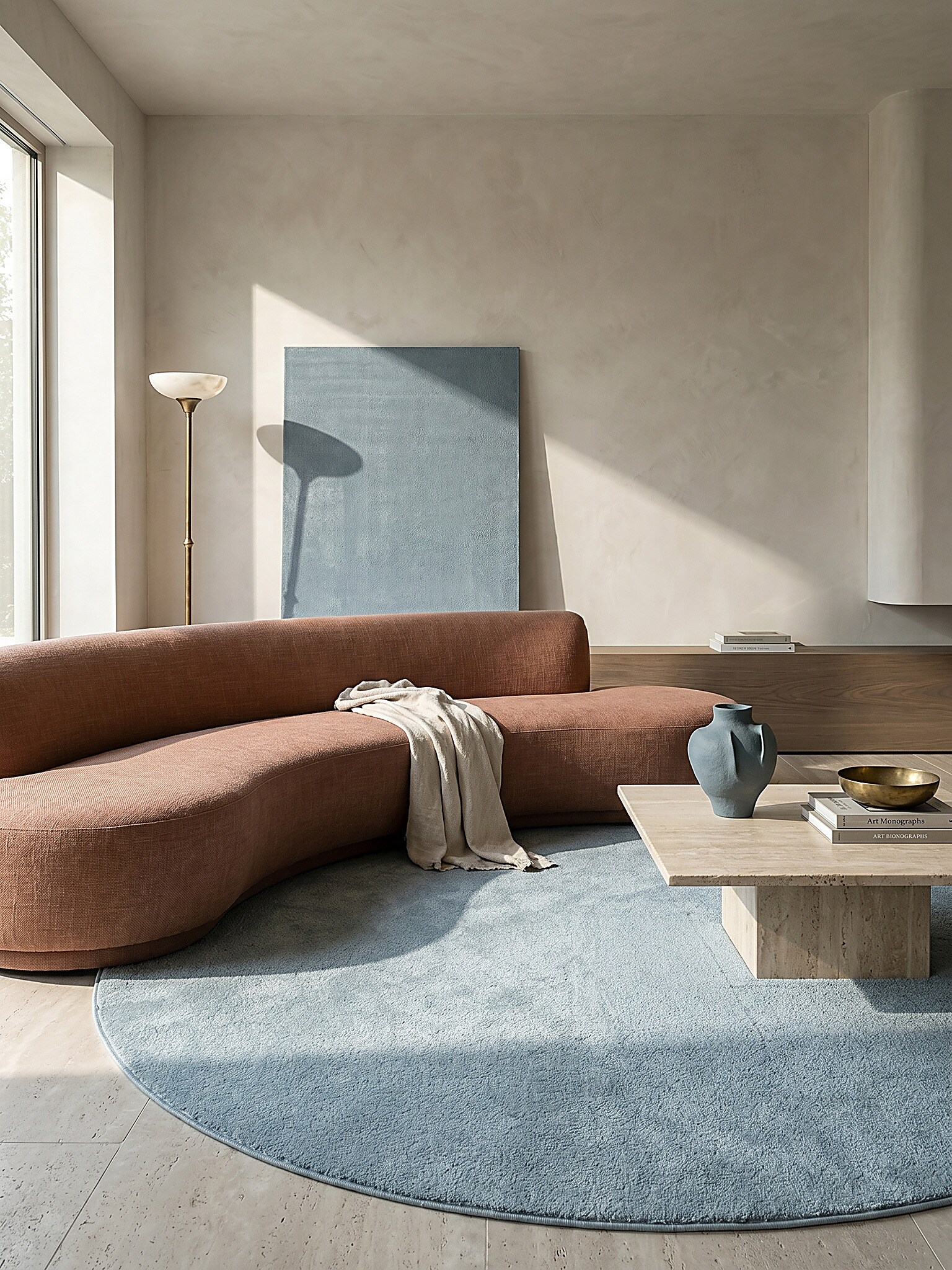 Teppich Hochflor Blau 120x120 cm - ALDAN | Kadima Design - Bild 1