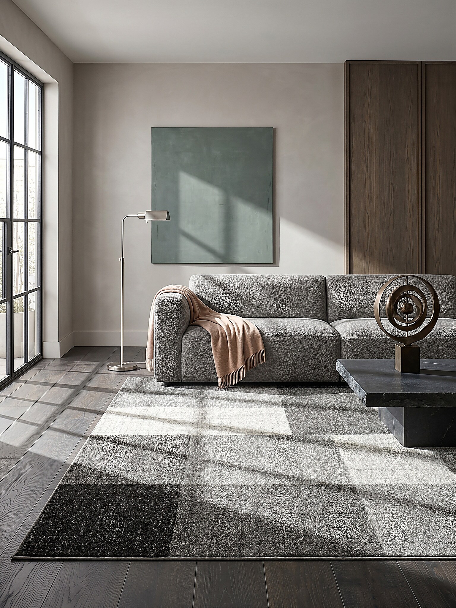 Niederflor-L&auml;ufer Kurzflor Grau 80x140 cm - THUR | Kadima Design - Bild 1