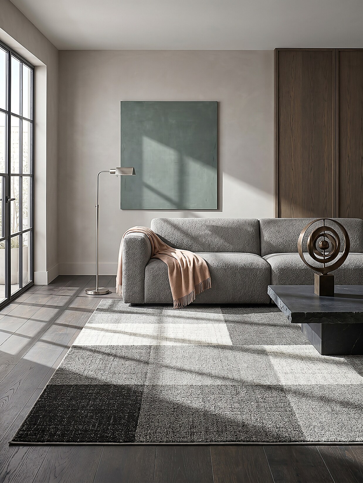 Niederflor-Läufer Kurzflor Grau 80x140 cm - THUR Kadima Design