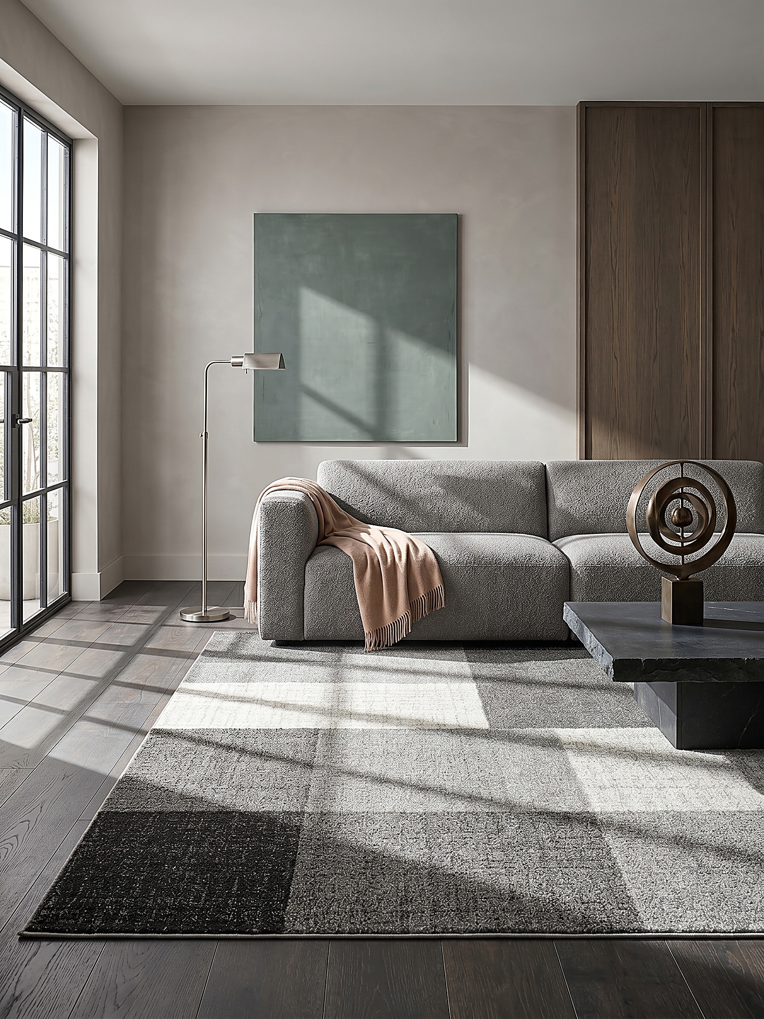 Niederflor-L&auml;ufer Kurzflor Grau 80x140 cm - THUR | Kadima Design - Bild 1
