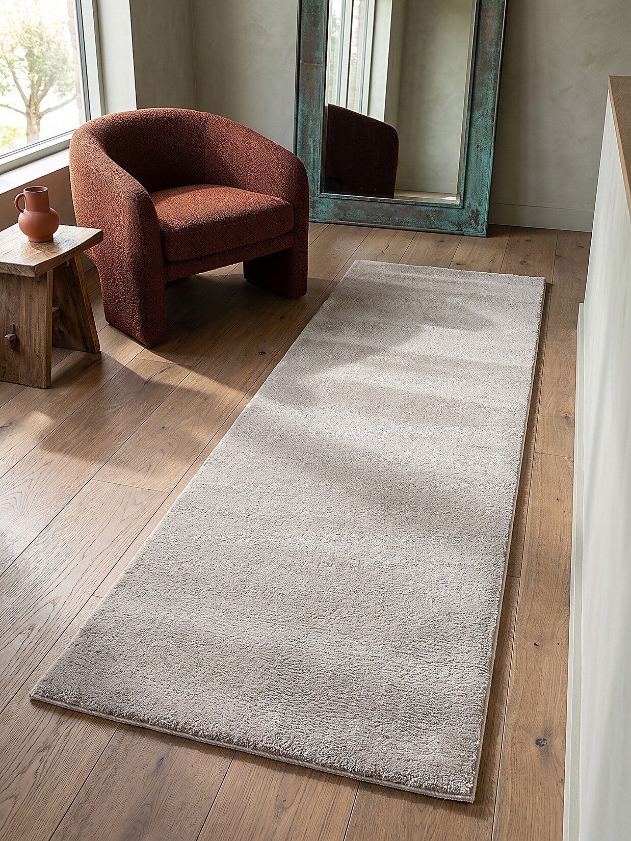 Teppich Hochflor Beige 80x150 cm - ALDAN Kadima Design