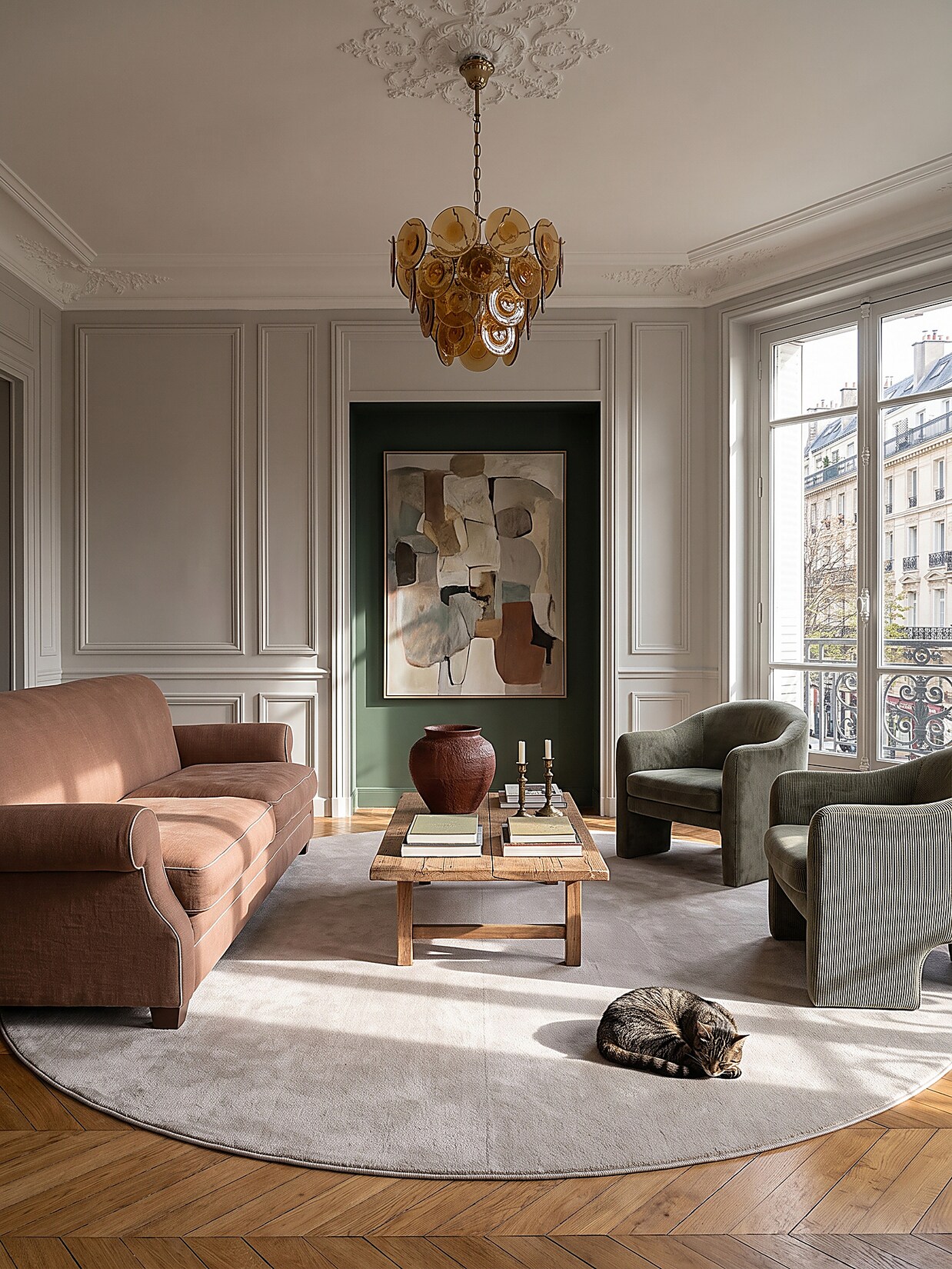 Teppich Hochflor Beige 160x160 cm - ALDAN Kadima Design
