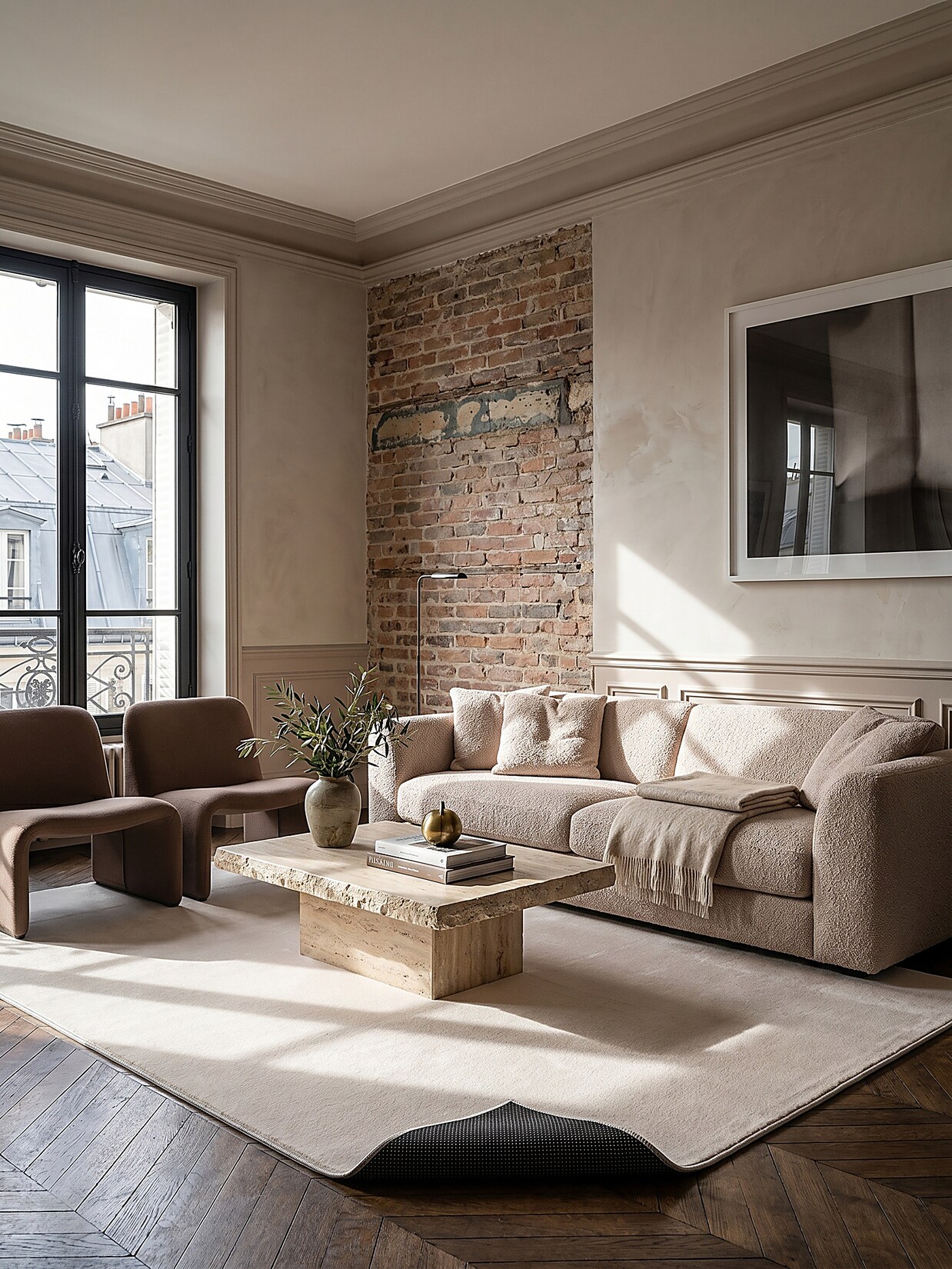 Teppich Kurzflor Beige 140x200 cm - DOUBS Kadima Design